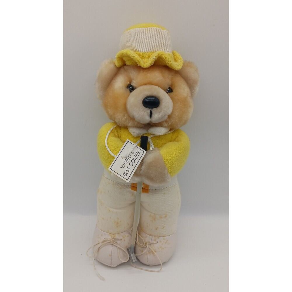 Cute Vintage World's Best Golfer Teddy Bear Plush Stuffed Animal America Wego